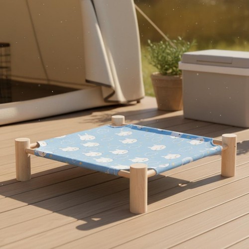 Wooden frame cat bed washable - wooden,